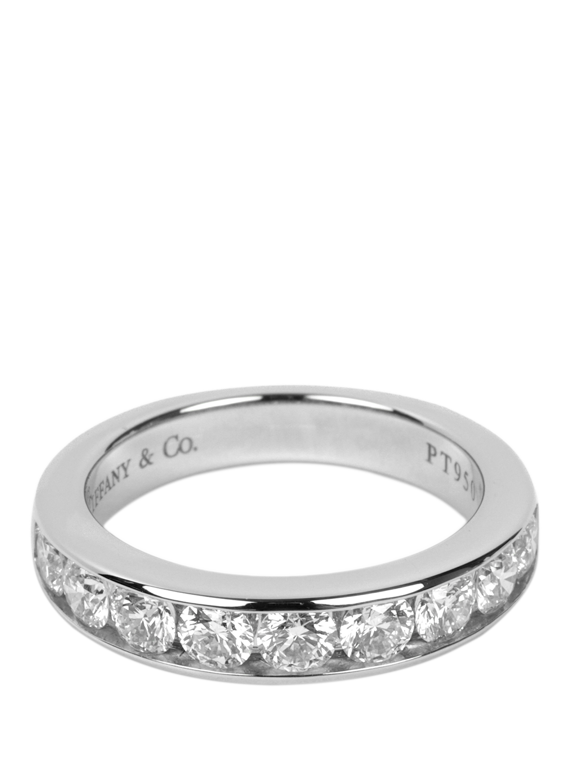 Product image 2 of 5, which shows Pre-loved Tiffany & Co. Brilliant Cut Diamond Platinum Half Eternity Ring, Size H