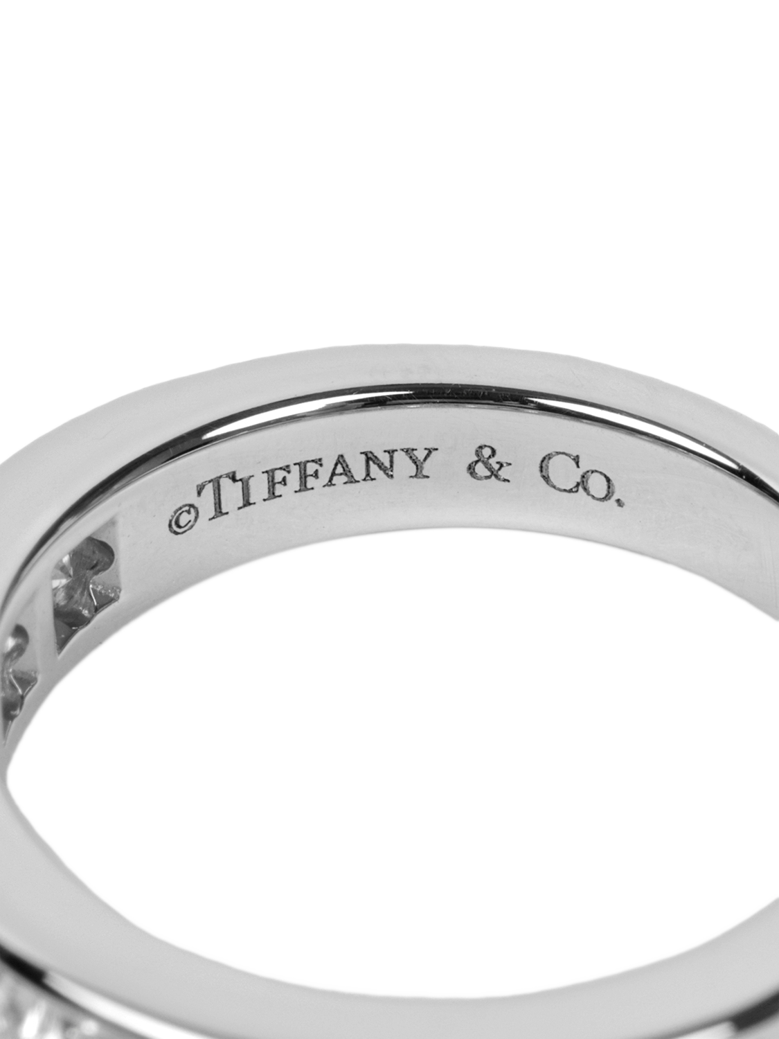 Product image 3 of 5, which shows Pre-loved Tiffany & Co. Brilliant Cut Diamond Platinum Half Eternity Ring, Size H