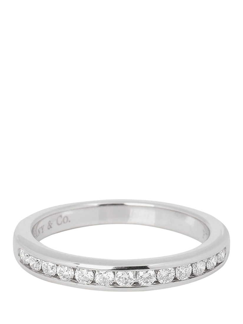 Product image 3 of 6, which shows Pre-loved Tiffany & Co. Brilliant Cut Diamond Platinum Half Eternity Ring, Size H