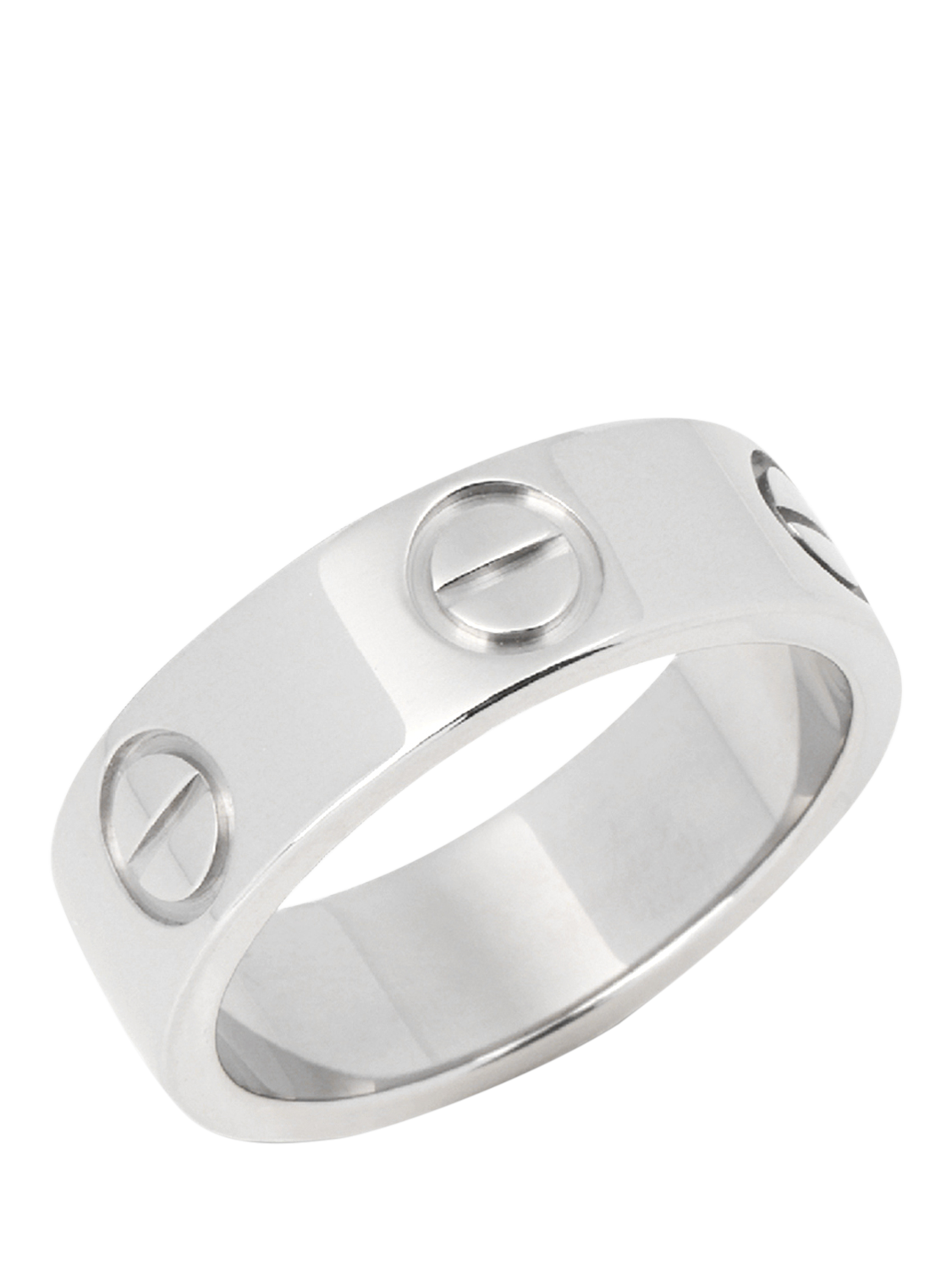 Product image 1 of 6, which shows Pre-loved Cartier 18ct White Gold Love Band Ring, Size J1/2