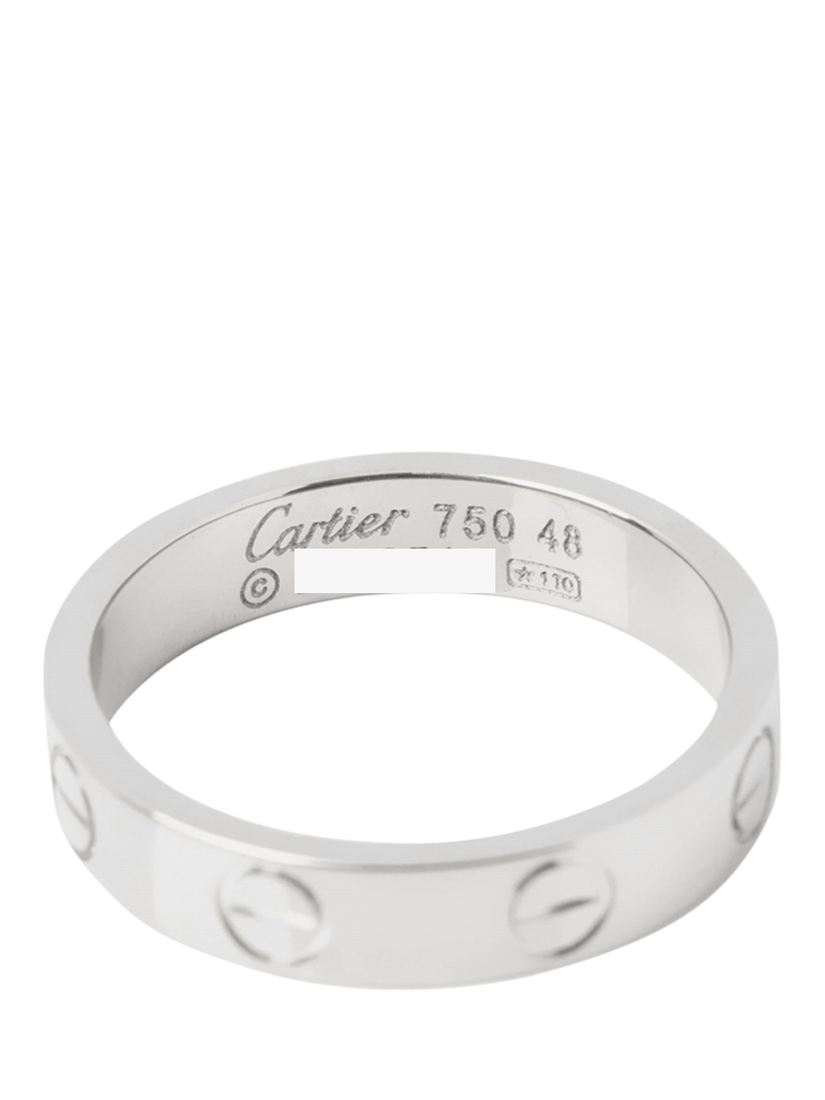 Product image 4 of 6, which shows Pre-loved Cartier 18ct White Gold Love Wedding Band Ring, Size I1/2