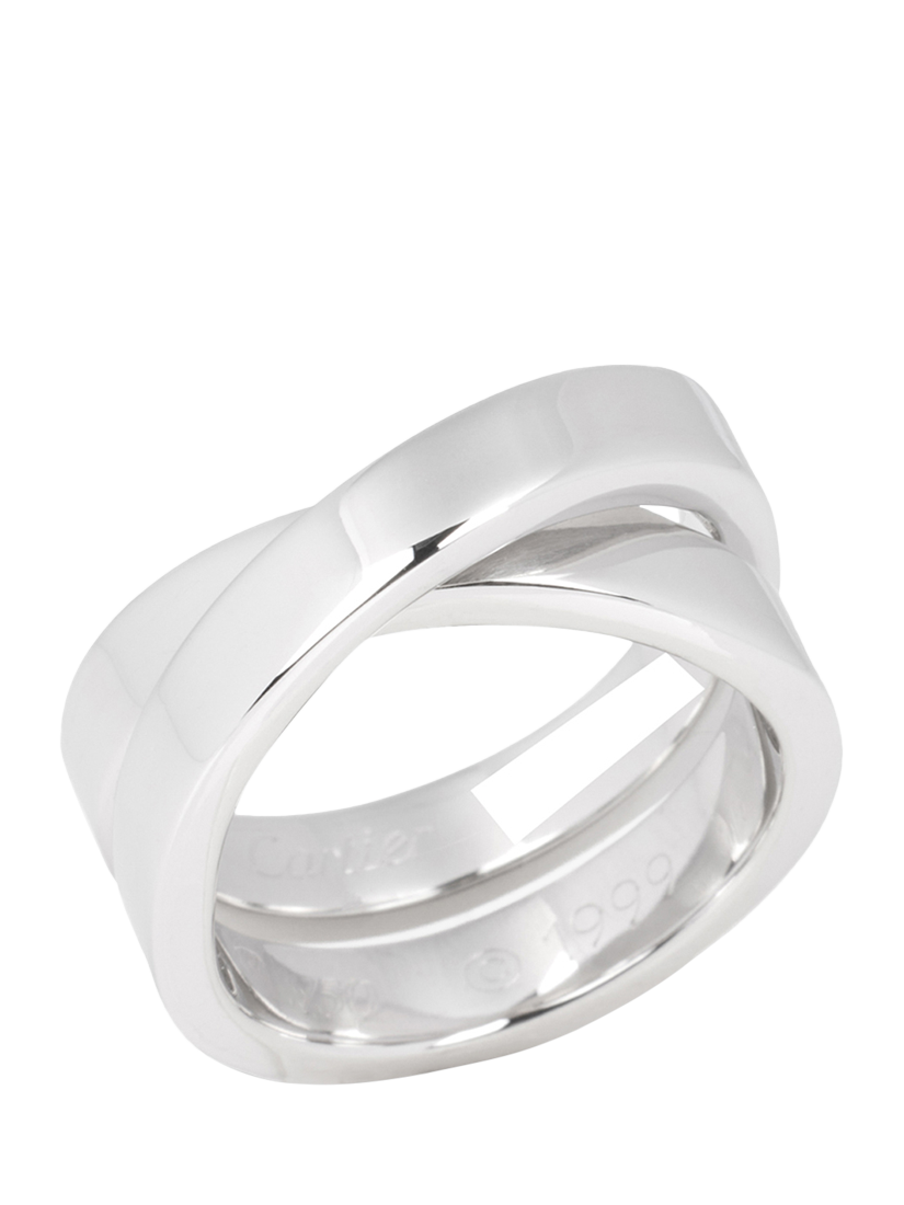 Product image 1 of 7, which shows Pre-loved Cartier 18ct White Gold Crossover Nouvelle Vague Ring, Size L 1/2