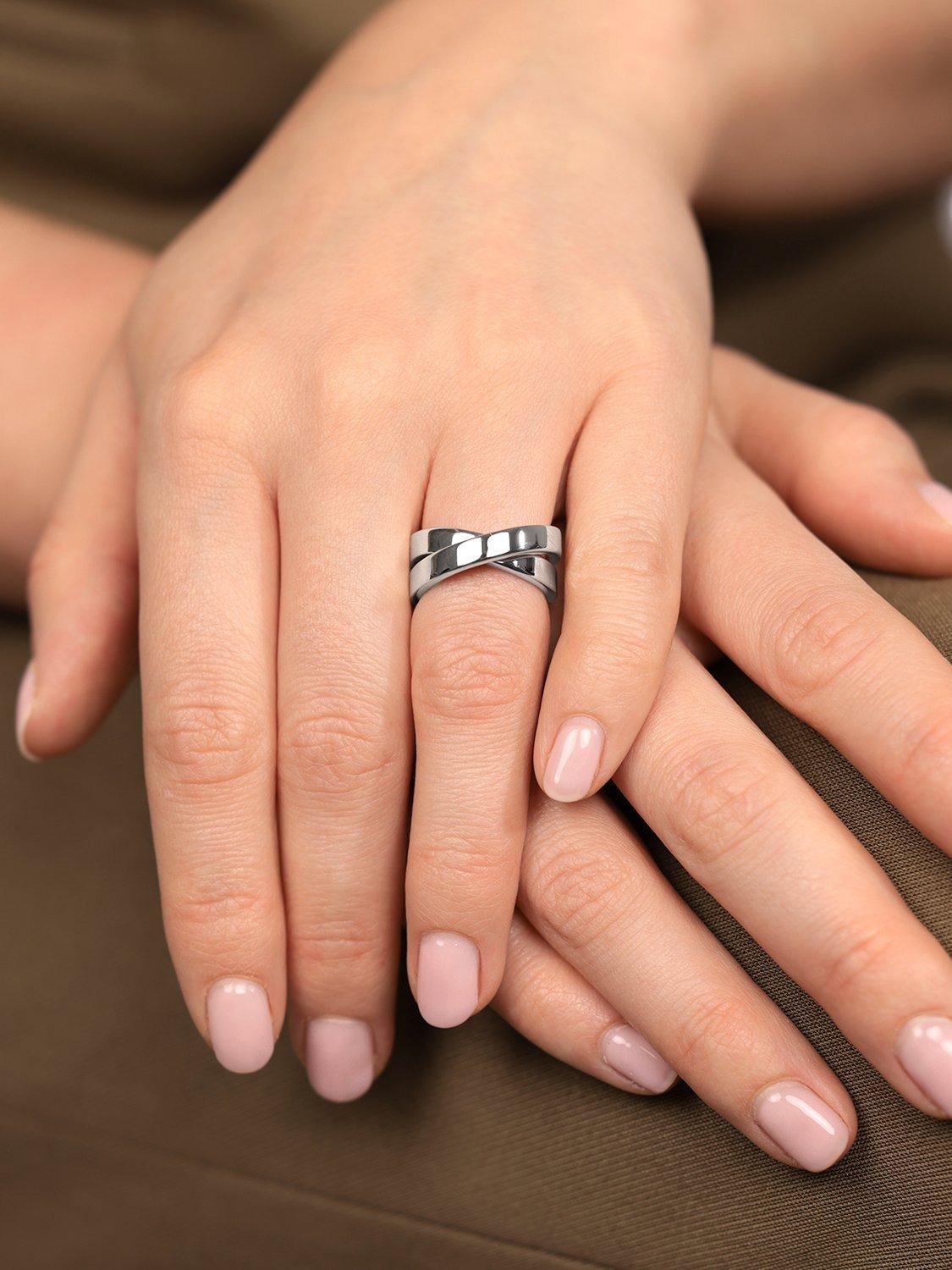 Product image 2 of 7, which shows Pre-loved Cartier 18ct White Gold Crossover Nouvelle Vague Ring, Size L 1/2