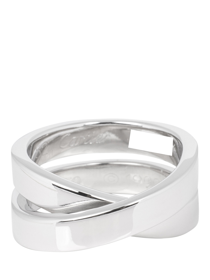 Product image 3 of 7, which shows Pre-loved Cartier 18ct White Gold Crossover Nouvelle Vague Ring, Size L 1/2