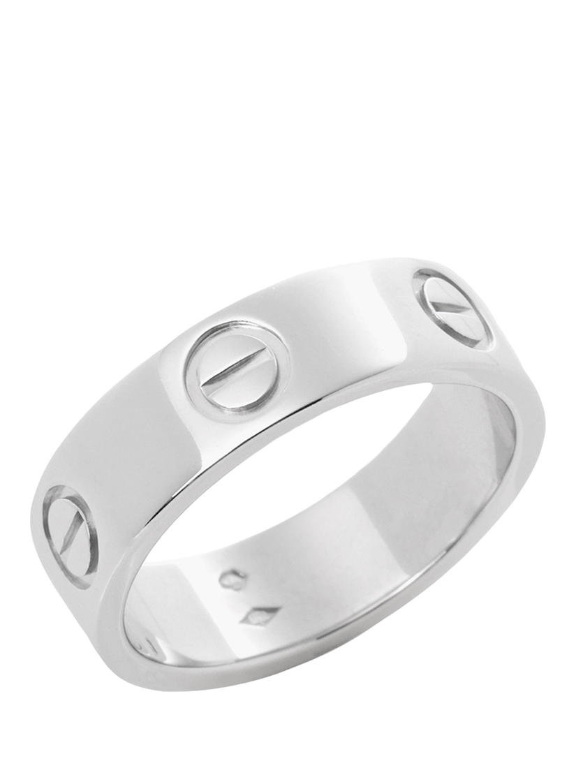 Product image 1 of 5, which shows Pre-loved Cartier Platinum Love Band Ring, Size L