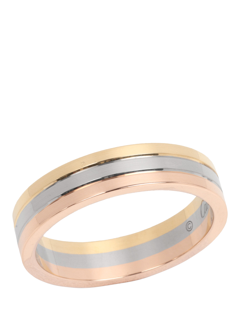 Product image 1 of 7, which shows Pre-loved Cartier 18ct White Gold, 18ct Yellow Gold and 18ct Rose Gold Vendôme Louis Cartier Wedding Band Ring, Size P