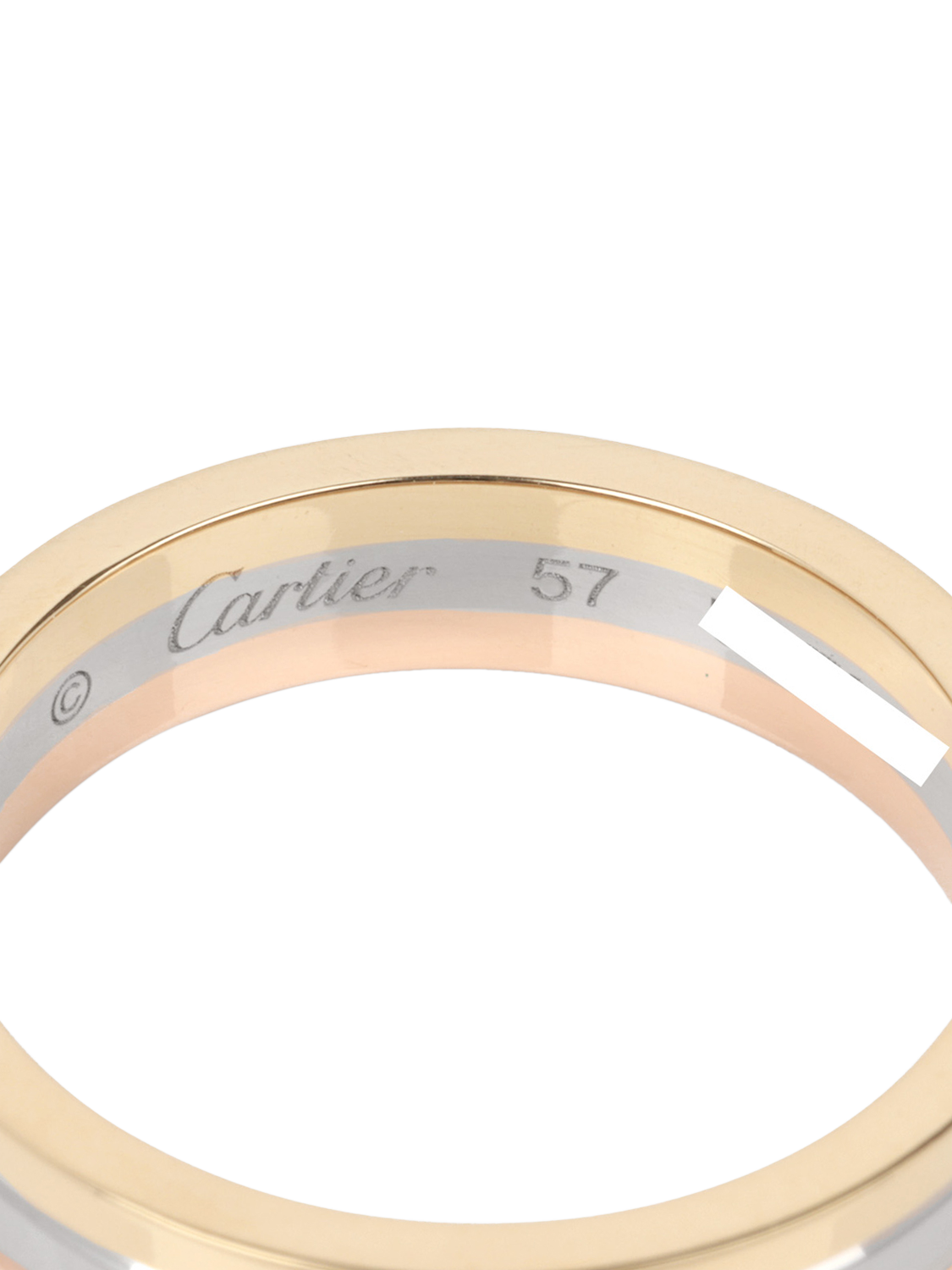 Product image 4 of 7, which shows Pre-loved Cartier 18ct White Gold, 18ct Yellow Gold and 18ct Rose Gold Vendôme Louis Cartier Wedding Band Ring, Size P