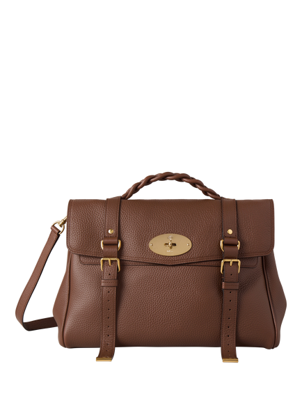 Mulberry Oversized Alexa Heavy Grain Leather Cross Body Bag, Bright Oak