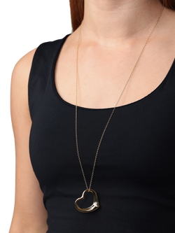 Pre-loved Tiffany & Co. 18ct Yellow Gold 35mm Elsa Peretti Open Heart Pendant Necklace - view 2, Yellow Gold