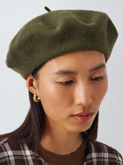 John Lewis Wool Blend Beret, Khaki