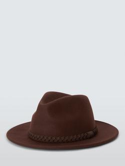 John Lewis Wool Fedora - view 2, Chocolate