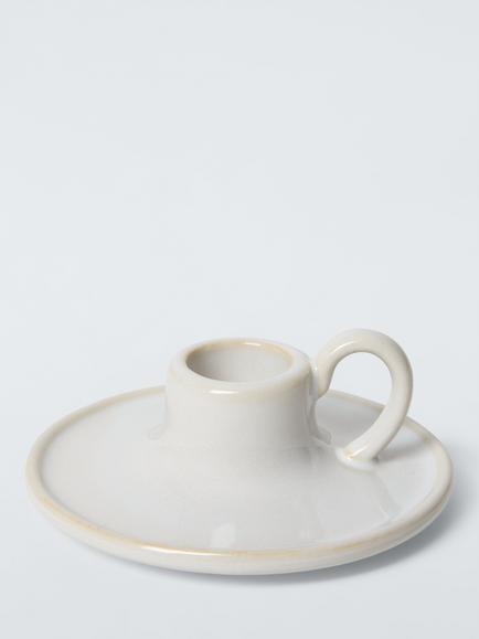 John Lewis Ceramic Dinner Candle Holder, Natural, Natural