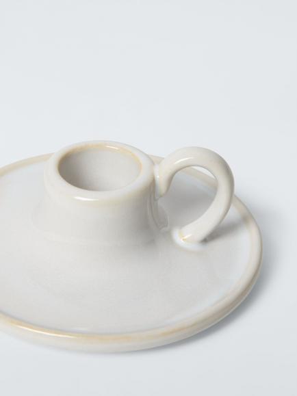 John Lewis Ceramic Dinner Candle Holder, Natural - view 2, Natural