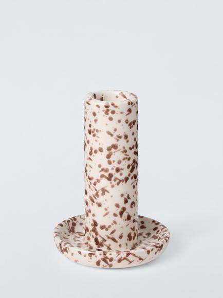 John Lewis Nutmeg Splash Dinner Candle Holder, Brown, Large, Brown