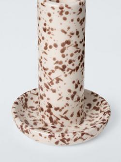 John Lewis ANYDAY Nutmeg Splash Dinner Candle Holder, Brown, Large - view 2, Brown