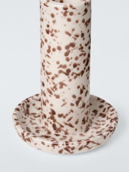 John Lewis Nutmeg Splash Dinner Candle Holder, Brown, Large - view 2, Brown