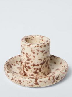 John Lewis ANYDAY Nutmeg Splash Dinner Candle Holder, Brown, Small, Brown