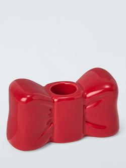 John Lewis Bow Dinner Candlestick Holder, Red, Red
