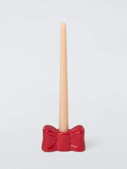 John Lewis Bow Dinner Candlestick Holder, Red - view 2, Red