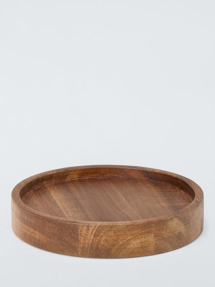 John Lewis Acacia Wood Candle Plate, Small, 