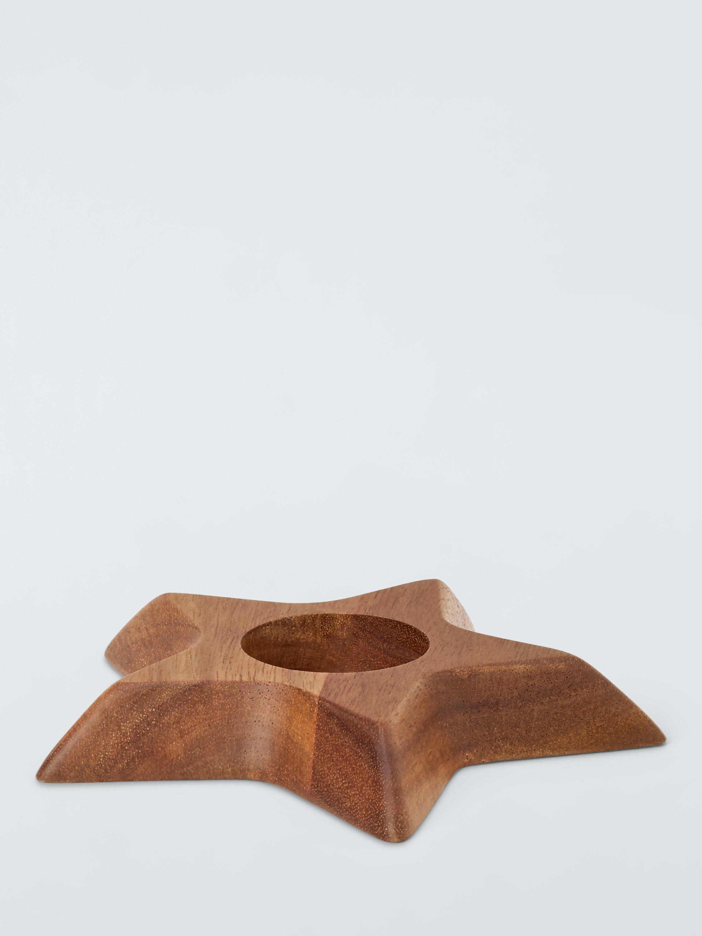 John Lewis Acacia Wood Star Tealight holder