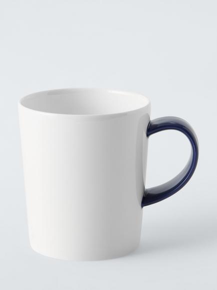 John Lewis Short Bone China Mug, 295ml, Cobalt, White