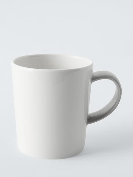 John Lewis Short Bone China Mug, 295ml, White/Grey, White