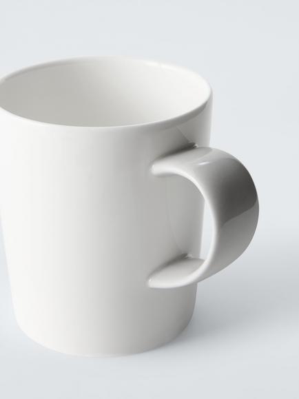 John Lewis Short Bone China Mug, 295ml, White/Grey - view 2, White