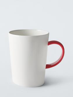 John Lewis Tall Bone China Mug, 473ml, Red, White