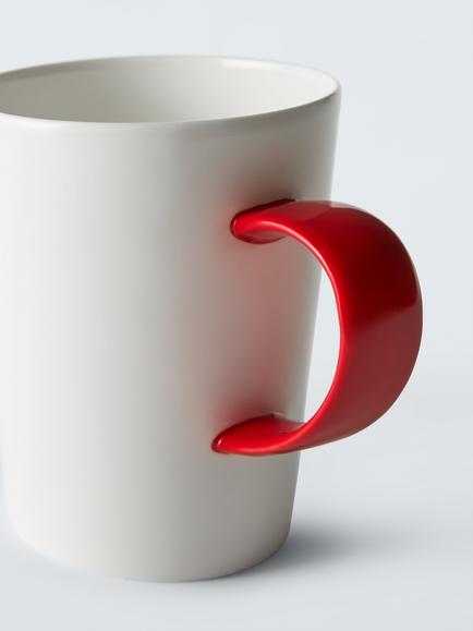 John Lewis Tall Bone China Mug, 473ml, Red - view 2, White