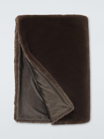 John Lewis Faux Fur Throw, Cocoa