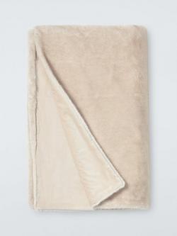 John Lewis Faux Fur Throw, Champagne, Champagne
