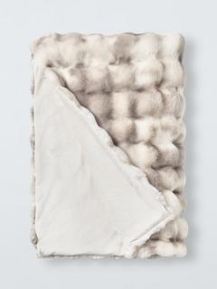 John Lewis Lynx Faux Fur Throw, White/Multi