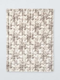 John Lewis Lynx Faux Fur Throw, White/Multi - view 2, White Multi White