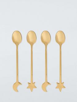 John Lewis Enchanted Tales Moon & Star Handle Teaspoons, Set of 4, Gold, Gold