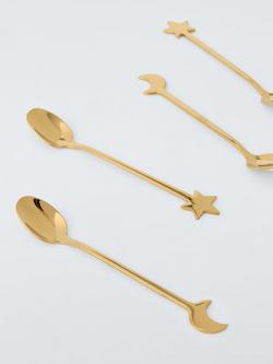 John Lewis Enchanted Tales Moon & Star Handle Teaspoons, Set of 4, Gold - view 2, Gold