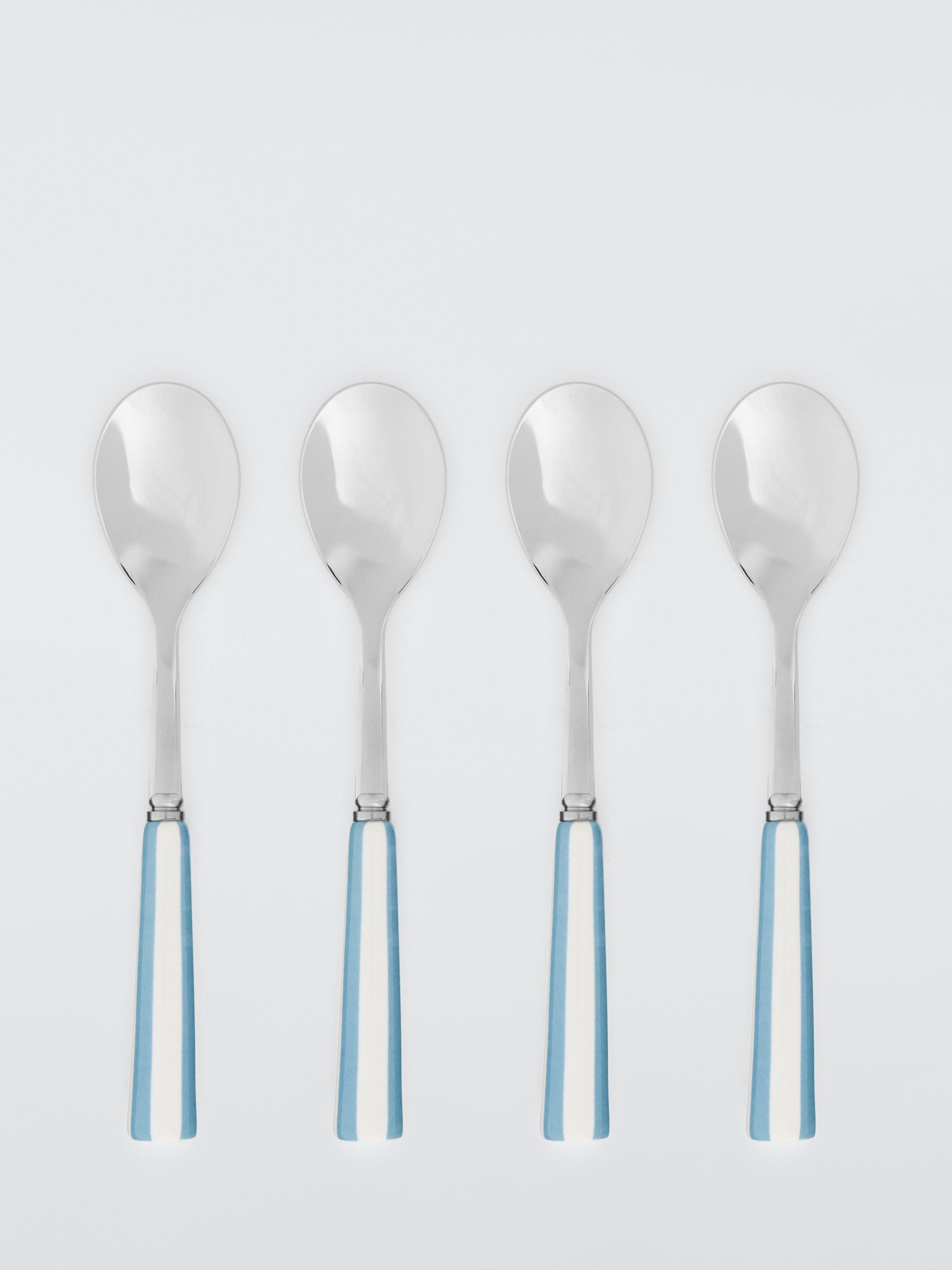John Lewis Ceramic Handle Teaspoon, Set of 4, Blue Stripe