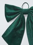 John Lewis Velvet Hanging Bow, Green, 60cm