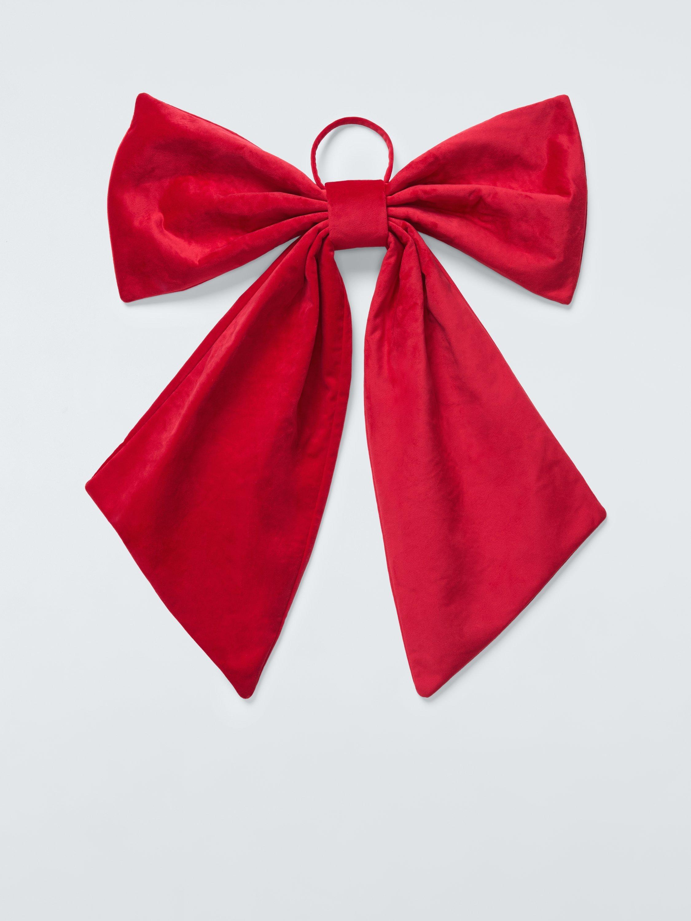 John Lewis Velvet Hanging Bow, Red, 60cm
