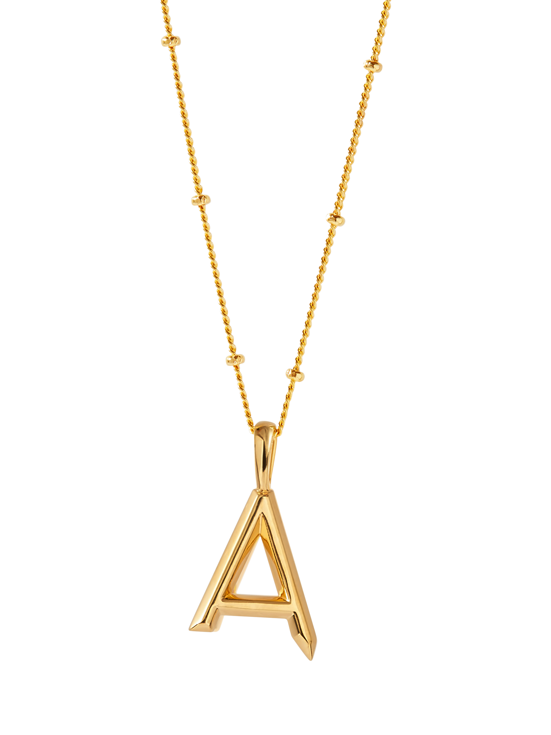 Product image 1 of 5, which shows Edge of Ember Initial Necklace, Gold, A