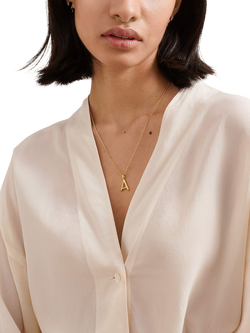 Edge of Ember Initial Necklace, Gold - view 2, Yellow Gold/A