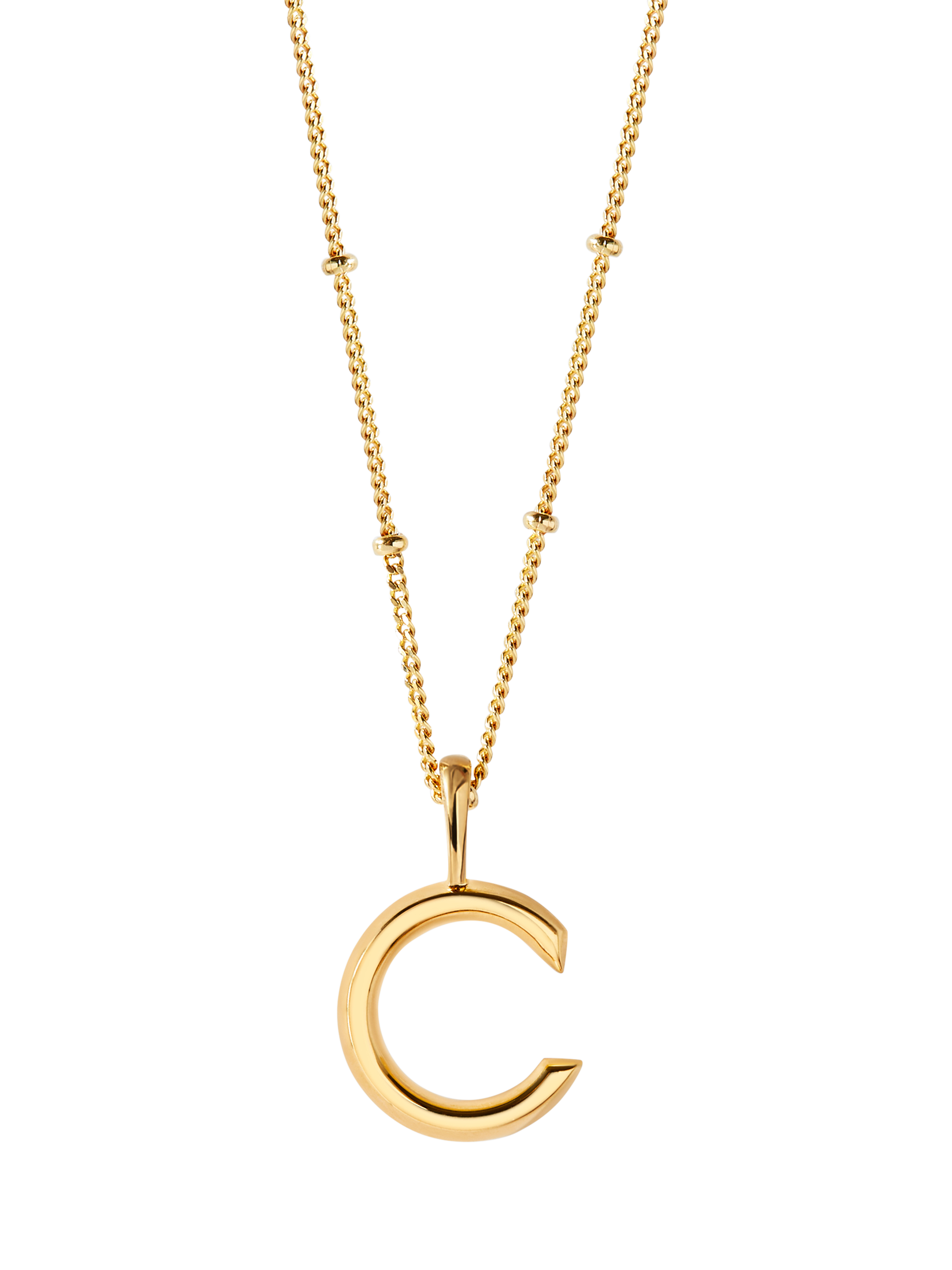 Product image 1 of 5, which shows Edge of Ember Initial Necklace, Gold, C