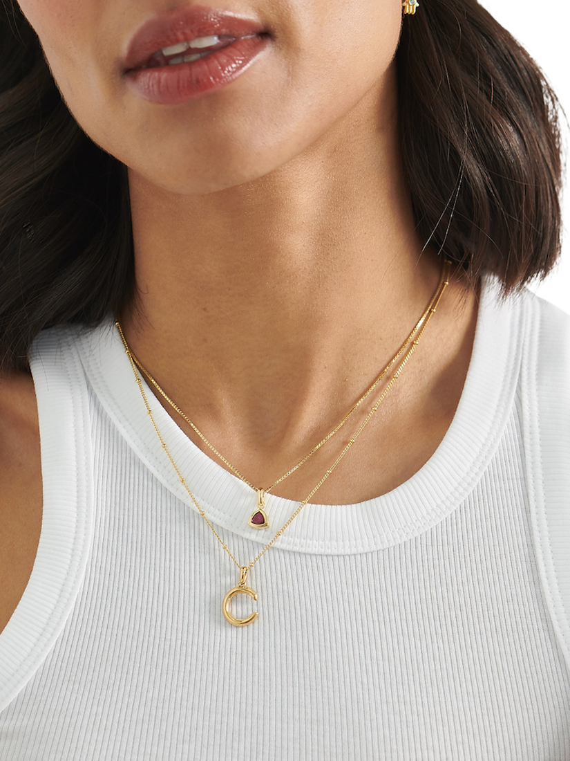 Product image 2 of 5, which shows Edge of Ember Initial Necklace, Gold, C