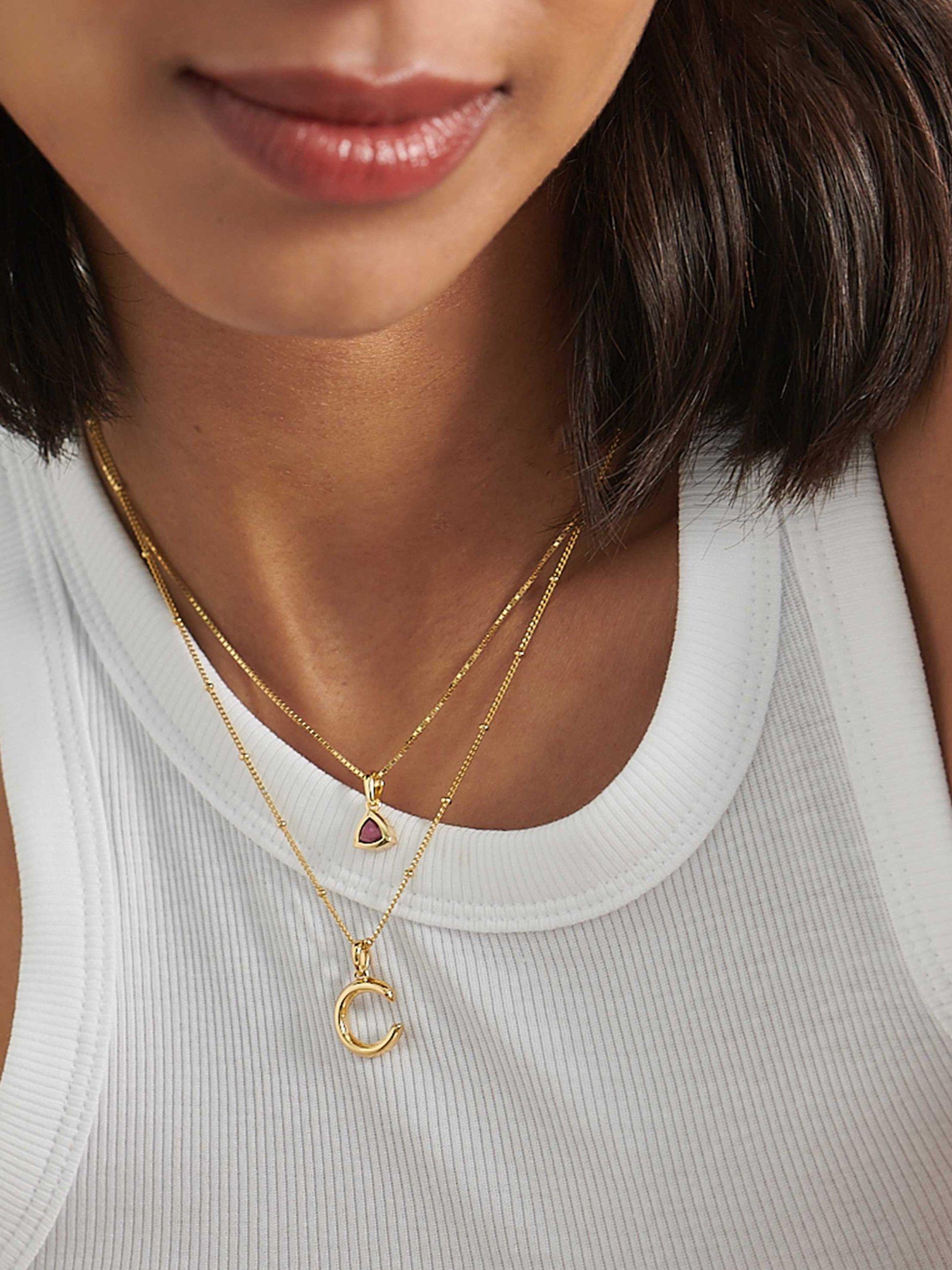 Product image 3 of 5, which shows Edge of Ember Initial Necklace, Gold, C