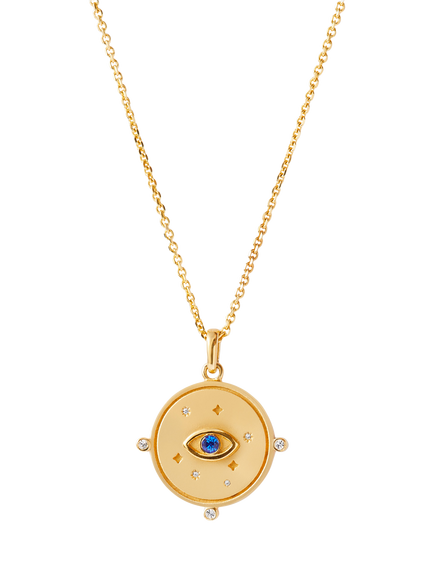 Edge of Ember Evil Eye Charm Necklace, Gold, Yellow Gold