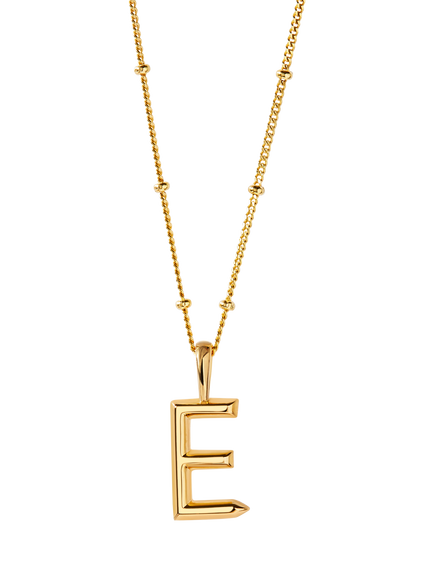 Edge of Ember Initial Necklace, Gold, Yellow Gold/E