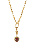 Edge of Ember Red Garnet Heart Necklace, Gold