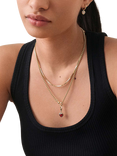 Edge of Ember Red Garnet Heart Necklace, Gold