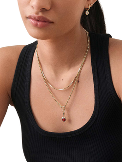 Edge of Ember Red Garnet Heart Necklace, Gold - view 2, Yellow Gold/24.5cm Length