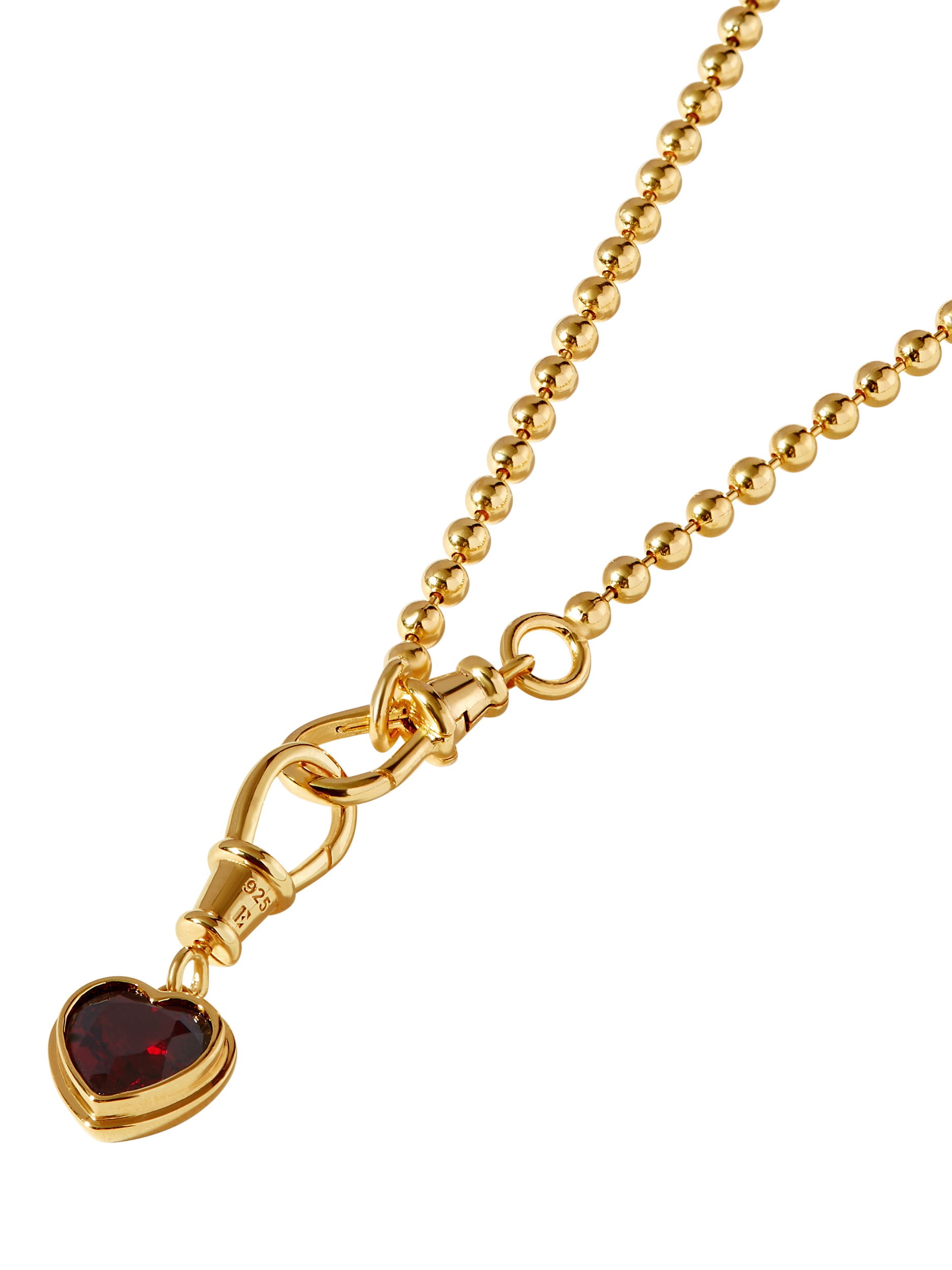 Product image 3 of 6, which shows Edge of Ember Red Garnet Heart Necklace, Gold, L32.5cm